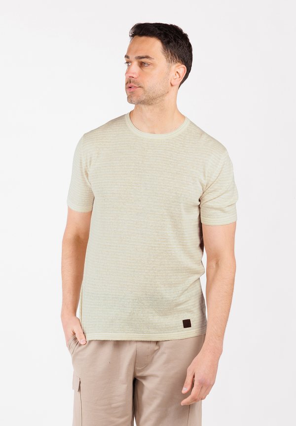 FREQUENCY RINGEL ROUNDNECK - T-Shirt print - beige