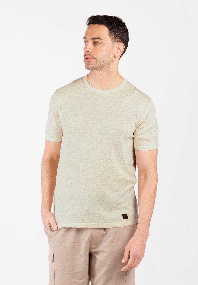 Key Largo FREQUENCY RINGEL ROUNDNECK - Camiseta estampada - beige