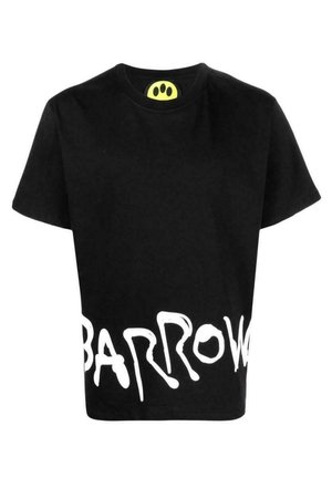 Czarny t-shirt z krótkim rękawem z białym napisem w stylu graffiti "BARROW" na dolnej części przodu oraz małą żółtą metką wewnątrz kołnierza.