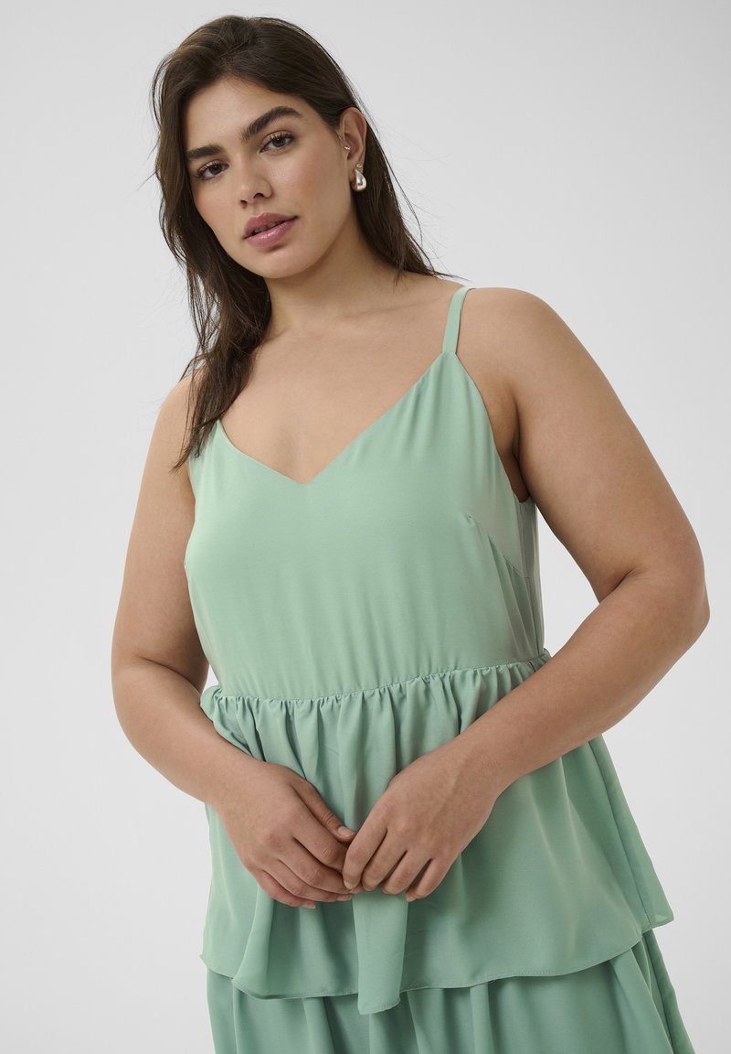 Kaffe Curve KCLORY DRESS - Maxi dress - grayed jade cc/green