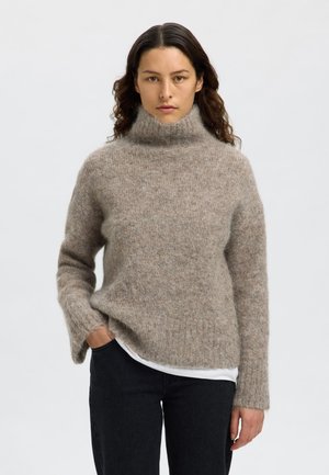 Selected Femme SLFGABRIELLA HIGH NECK - Svetrík - steel gray