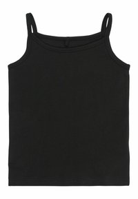 Juodas kūno spalvos topas su plonybėmis petnešėlėmis, pagamintas iš lygaus, elastingo audinio. Turi paprastą, prigludusią išvaizdą su tiesiu kraštu.