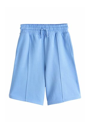 Svetlomodré ležérne šortky s elastickým pásom, šnúrkou, bočnými vreckami a vertikálnym švom na predných paneloch.