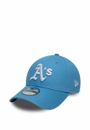Cappellino da baseball blu regolabile con logo "A's" bianco ricamato sul davanti e logo New Era sul lato.