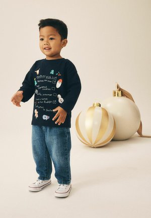 Next, REGULAR FIT - LONG SLEEVE CHRISTMAS T-SHIRT - Long sleeved top - navy christmas wish list