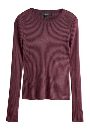 Sweter z długim rękawem, dzianina prążkowana w kolorze mauve z okrągłym dekoltem i dopasowanym krojem.