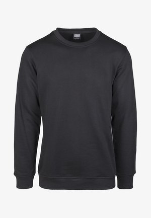 Felpa nera realizzata in misto cotone, con collo rotondo, maniche lunghe, polsini a coste e un design a vestibilità regolare.