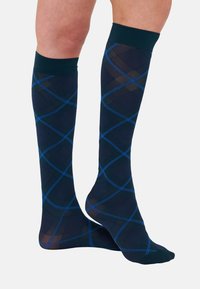 FRANKA CHECK SOLID KNEE HIGHS 2 PACK - Dokolenke - dark green