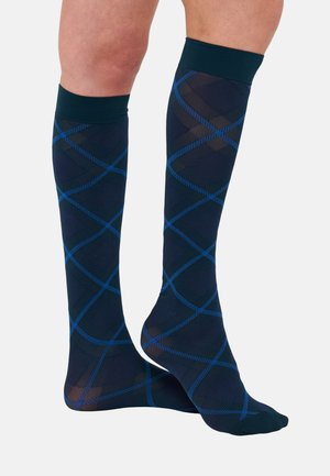FRANKA CHECK SOLID KNEE HIGHS 2 PACK - Podkolienky - dark green