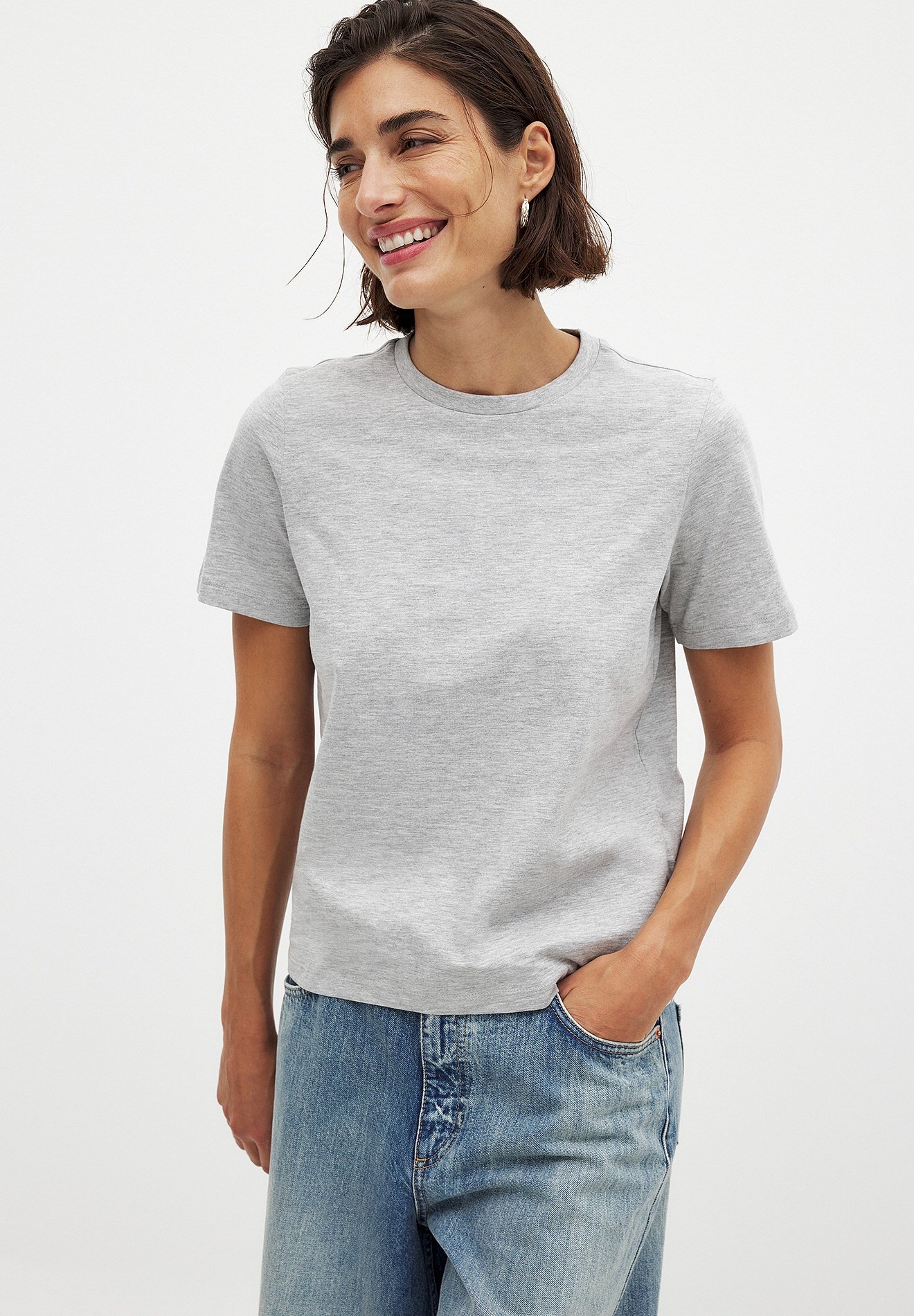 売れ筋商品|||イチ Tシャツ レディース トップス IHPALMER - Basic T-shirt - grey melange ICHI IHPALMER LOOSE SS - Basic T-shirt - grey melange/grey