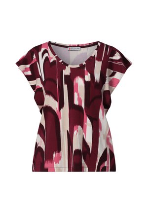 Street One, SHIRT MIT KURZEN VOLANT-ÄRMELN - Print T-shirt - rustic rouge