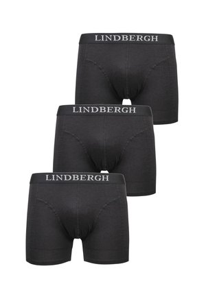 Zwarte boxershorts in een verpakking van drie, met een grijze elastische tailleband waarop "LINDBERGH" is gedrukt. Gladde stof met een aansluitende pasvorm.