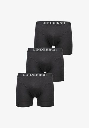 Czarna bielizna boxer w zestawie trzech sztuk, z szarym elastycznym paskiem w talii z nadrukiem "LINDBERGH". Gładki materiał z dopasowanym krojem.