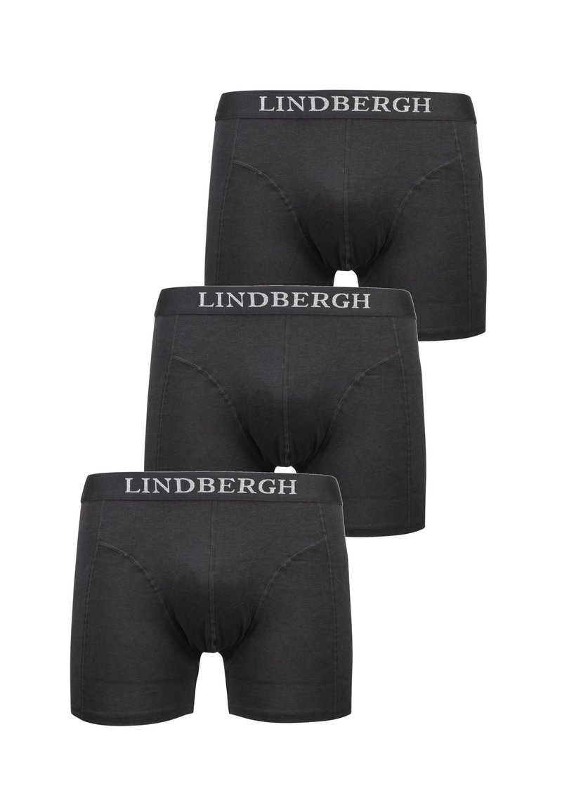 Mutande boxers nere in confezione da tre, con una cintura elastica grigia su cui è stampato "LINDBERGH". Tessuto liscio con una vestibilità aderente.