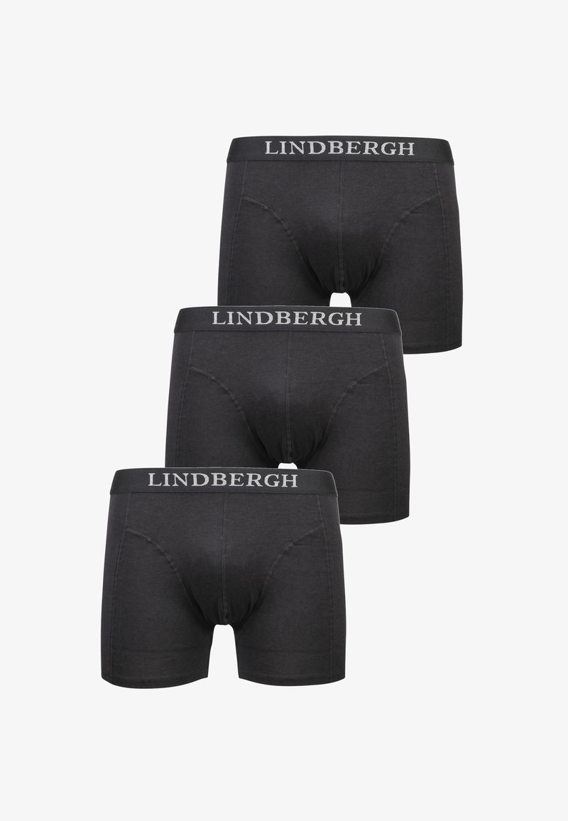 Mutande boxers nere in confezione da tre, con una cintura elastica grigia su cui è stampato "LINDBERGH". Tessuto liscio con una vestibilità aderente.