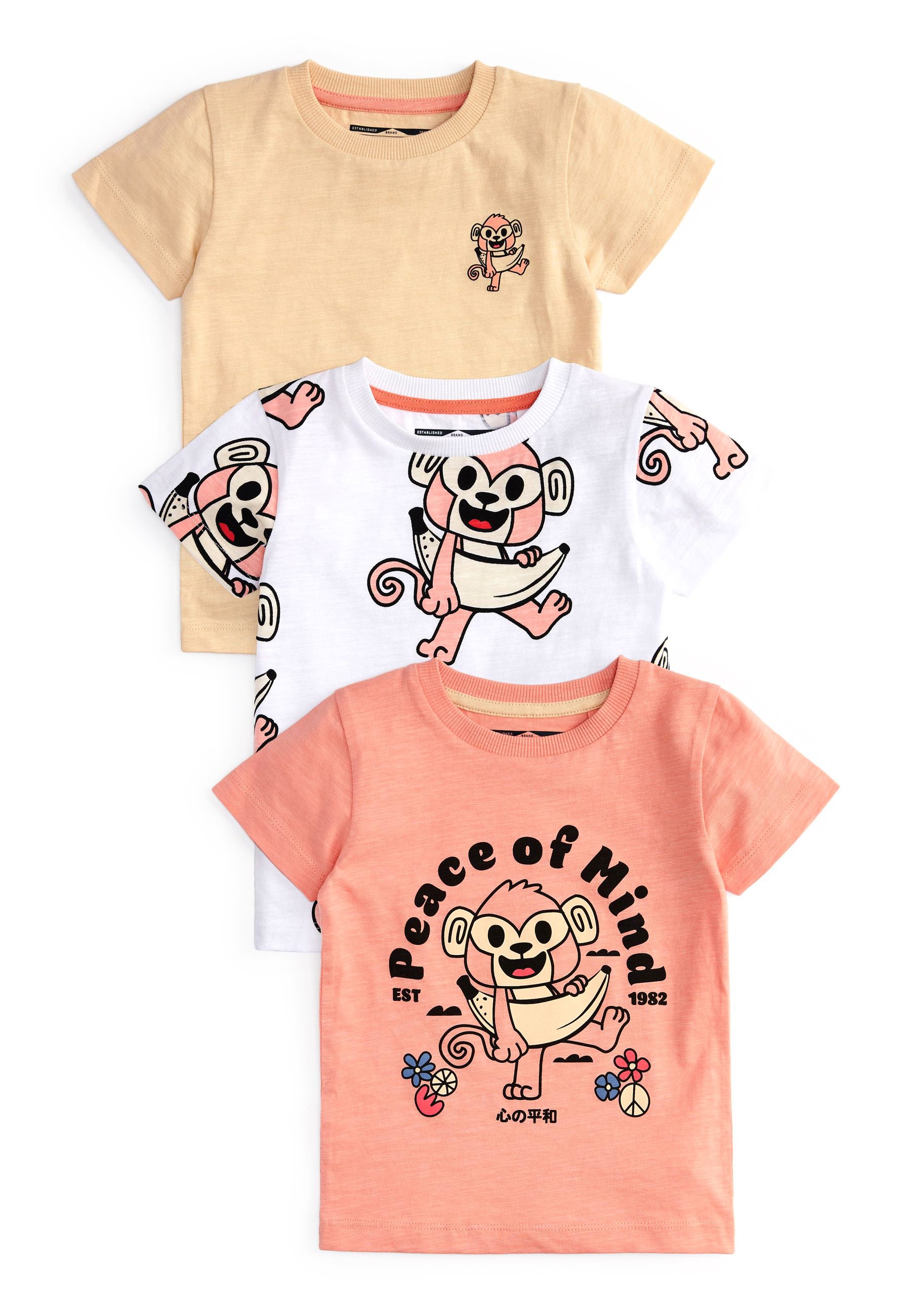 Next MONKEY GRAPHIC SHORT SLEEVE 3 PACK 