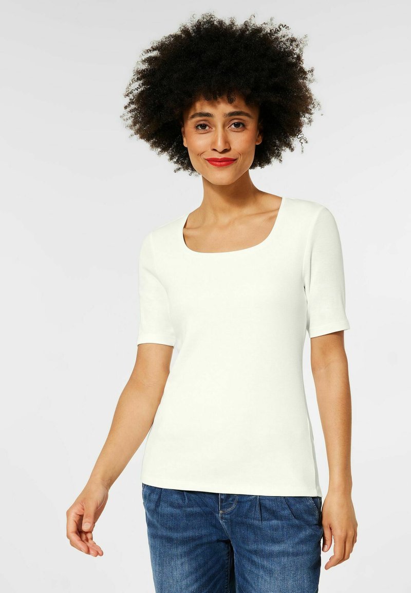 Street One MIT KARREÉ AUSSCHNITT - T-Shirt basic - weiß/offwhite ...
