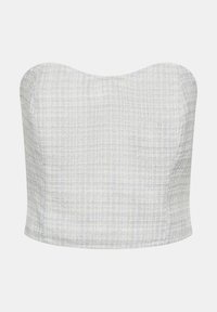 Μπαντό κορυφή σε φωτεινό μπλε και λευκό καρό ύφασμα. Δομημένος σχεδιασμός με απαλή υφή και ίσια σταυρωτή μεριά.