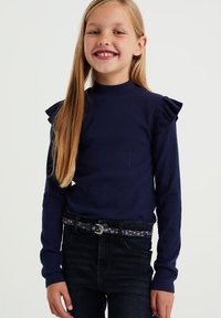 WE Fashion GERIBD MET RUCHES - Tops ar garām piedurknēm - blue