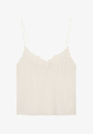 Massimo Dutti, FLOWING CAMISOLE TOP WITH EMBROIDERED DETAIL - Undertrøjer - beige