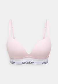 Ρόζ σουτιέν με απαλό, καλουπωτό κύπελλο και ρυθμιζόμενες τιράντες. Διαθέτει λευκή ταινία στο κάτω μέρος με μαύρο λογότυπο "Calvin Klein".