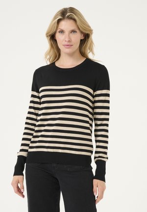 Kaffe Neule - black feather gray mel stripe