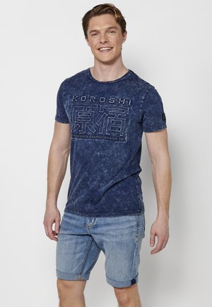 Koroshi SHORT SLEEVE - Print T-shirt - indigo blue