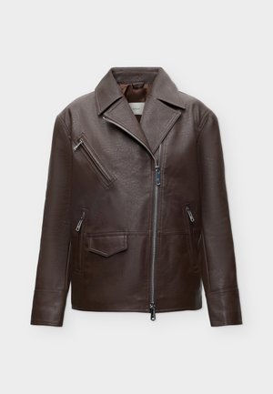 Calvin Klein Jeans, FAUX LEATHER MOTORCYCLE JACKET - Кожено яке - brown cork