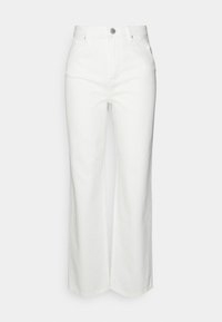 Witte wijde jeans van denim met een hoge taille, voorzien van een sluiting met een knoop aan de voorkant, twee zijzakken en nette stiksels.