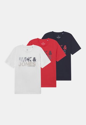 JCOFLOKI TEE CREW NECK JR 3 PACK - Print T-shirt - navy blazer/white/red