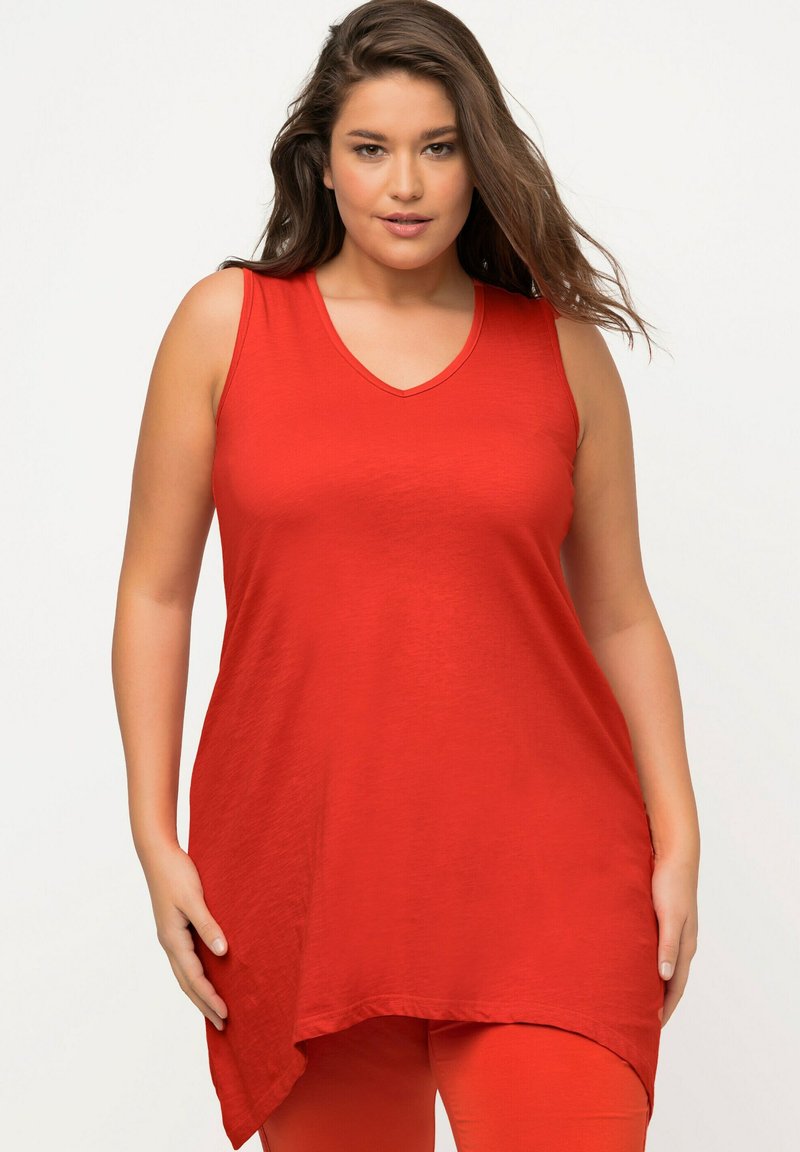 Ulla Popken LONGLINE  PUNTZOOM  V-HALS MOUWLOOS - Top - orange