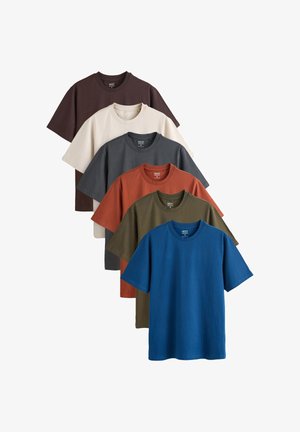Next, T-SHIRT 6 PACK STANDARD - T-shirt basic - blue green grey orange white brown