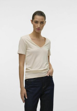 VMPEPPER SS V-NECK VMA NOOS - T-shirt basic - birch