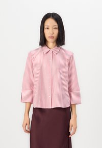 TOM TAILOR - MODERN SHAPE STRIPED - Gombos blúz - mid berry white Miniatűr kép 1