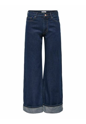 WITH ONLELLA MEDIUM WAIST - Wide leg - dark blue denim