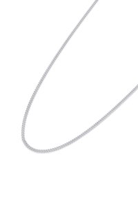 Cercea din metal argintiu cu un design cu inele rotunde, netede. Prezintă o formă flexibilă și uniformă, cu un finisaj lustruit și strălucitor.