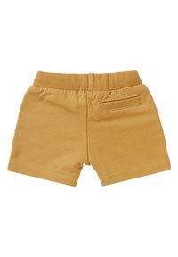Shorts en coton de couleur moutarde avec une taille côtelée et une poche arrière. Présentent des coutures soignées et une coupe simple et classique.