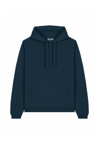 Felpa con cappuccio blu navy con tasca frontale, polsini e orlo ribattuti. Realizzata in morbido cotone con una vestibilità comoda. Presenta stringhe per il cappuccio.