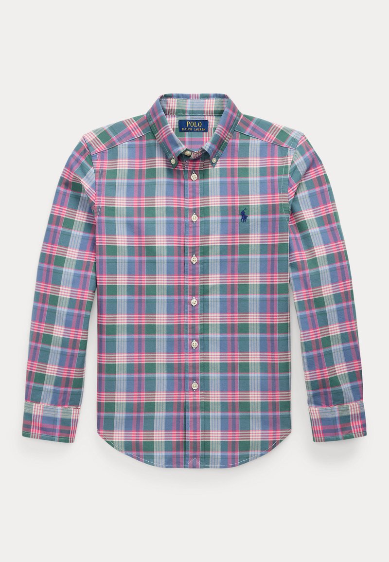 Roheline, roosa ja sinine ruuduline nööbiga särk. Omab kraed, pikka varrukat ja väikest logosümbolit vasakpoolse rinnaosas. Tekstuuriga kangas.