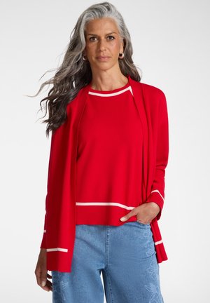 CON DETTAGLI RIGATI - Gilet - rosso