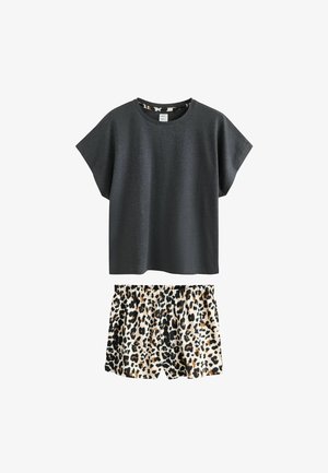 Next, REGULAR FIT - SHORT SET - Nachtwäsche Set - charcoal grey leopard print