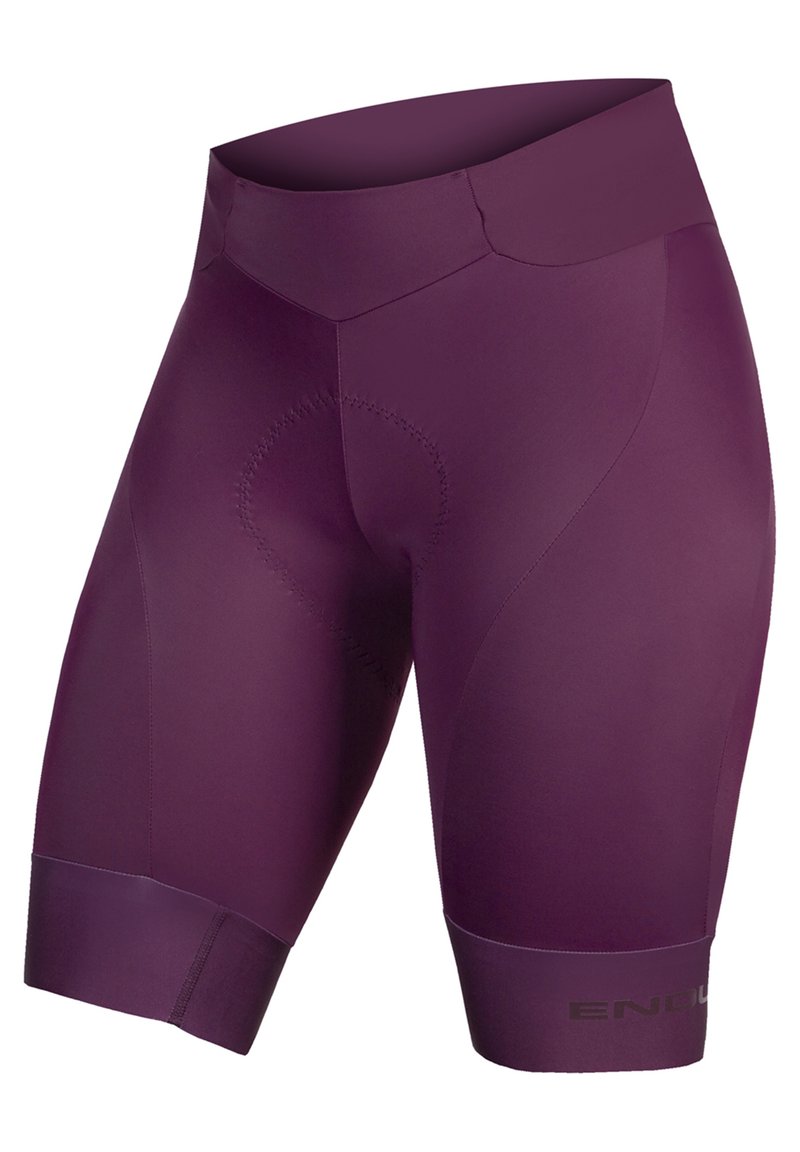 Paarse fietsbroek van soepel, rekbaar materiaal. Kenmerkt zich door een hoge tailleband en een gevoerd gebied voor optimaal comfort. Minimalistisch ontwerp.
