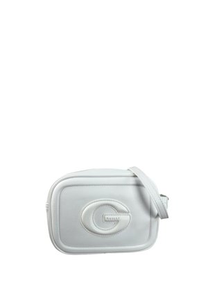Piccola borsa a tracolla in pelle bianca con dettaglio della lettera G in rilievo sul davanti e tracolla regolabile.