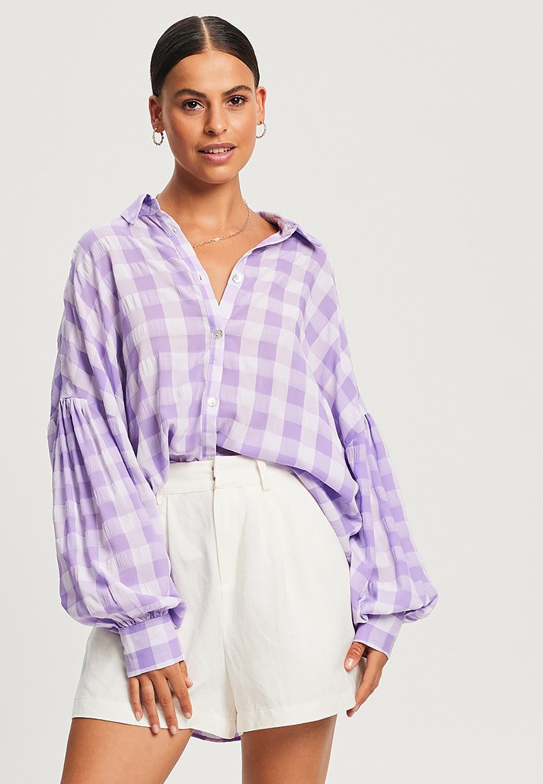 THE FATED VAL OVERSIZE  - Blusa - lavender gingham