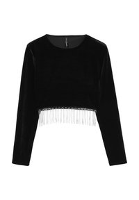 Calliope CROP FRANGIA STRASS - Maglietta a manica lunga - nero