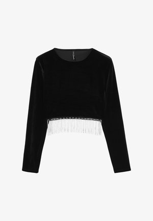 Calliope CROP FRANGIA STRASS - Maglietta a manica lunga - nero