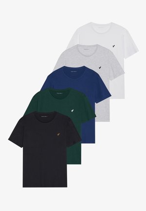 5 PACK - T-Shirt basic - white/ark green/blue
