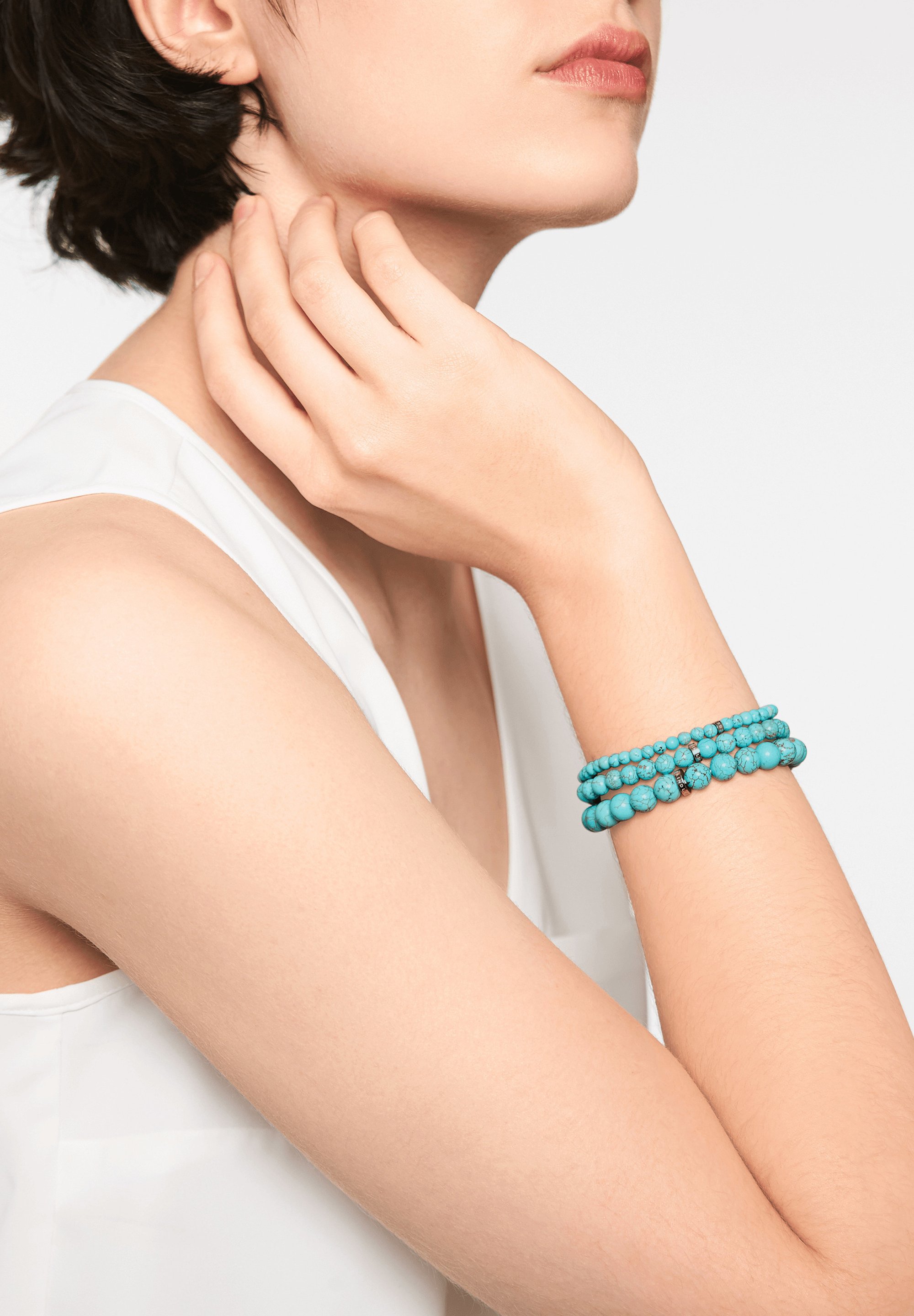 LIEBESKIND BERLIN Bracciale Donna Con Pietra Blue Sky Jasper – Acciaio Inox Lucido, Lunghezza 17+5 Cm, Regalo In Confezione Originale