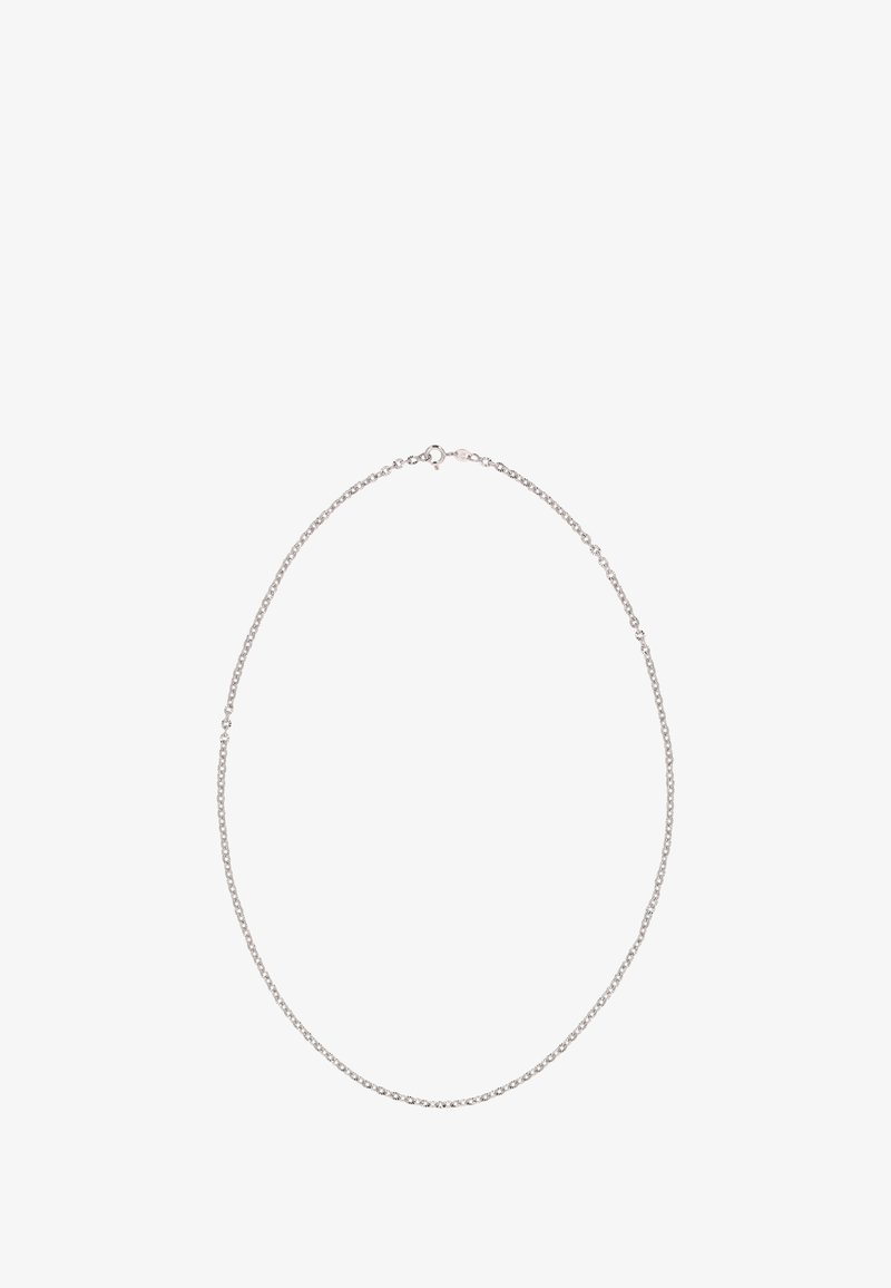 Sølv kædett halskæde med et delikat, sammenkoblet design, en sikker lås og en glat, poleret finish. Letvægts og minimalistisk stil.