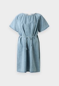SHORT GATHERED DRESS - Obleka iz džinsa - light blue denim